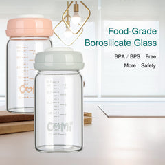 COMI bottle shows a 10 ml measurement mark for tracking milk volume