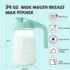 COMI breast milk pitcher with reinforced seal demonstrates leak-proof design for secure pouring.