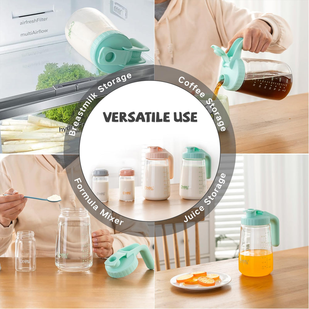 COMI breast milk pitcher is versatile for juice, coffee, or baby formula making.