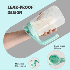 COMI breast milk pitcher wide-mouth pour area enables easy filling and cleaning.