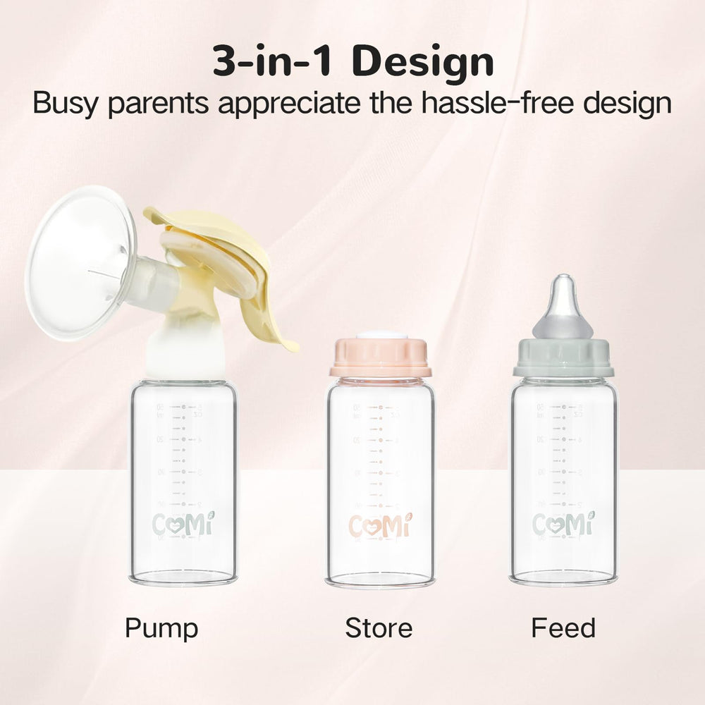 COMI standard-neck bottle compatible with Medela pumps for convenient pumping