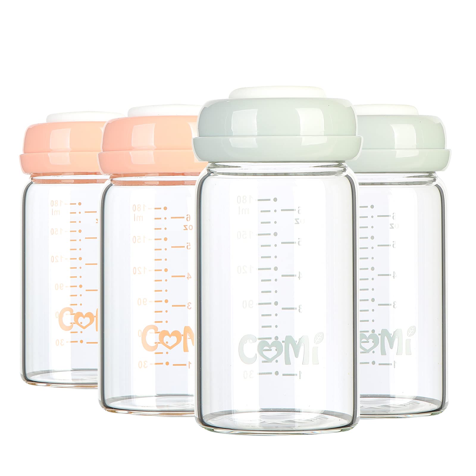 COMI wide-neck glass bottle for pumping, storage and feeding with secure leak-proof design