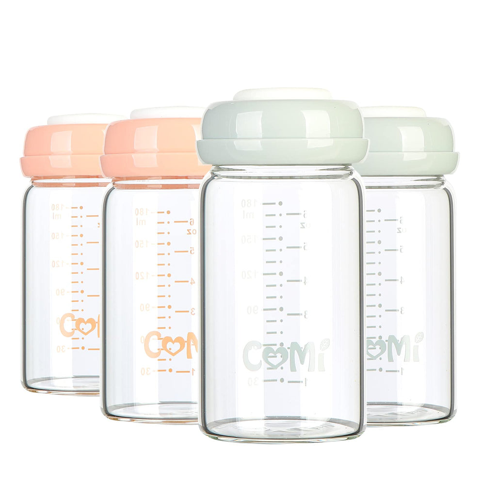 COMI wide-neck glass bottle for pumping, storage and feeding with secure leak-proof design