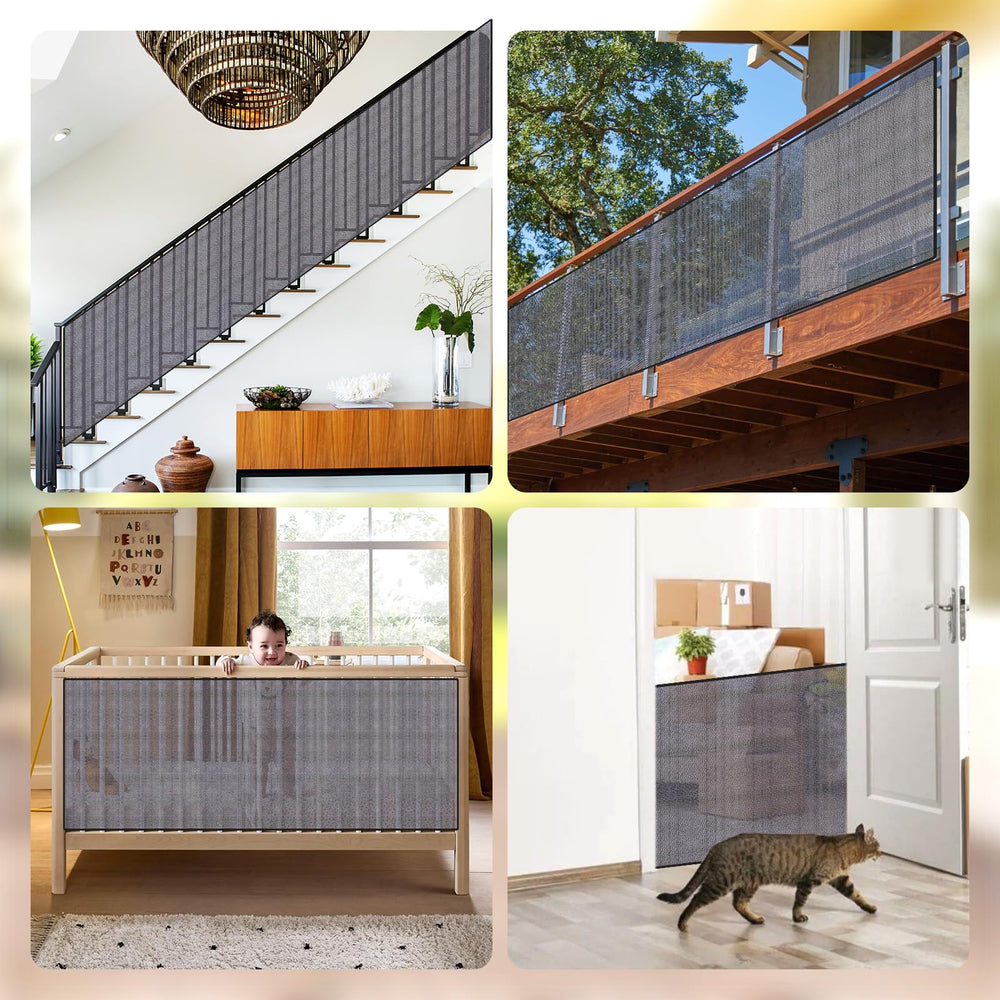 COMIKO Banister Guard easy-cleanup emphasizes removable zip ties and soap-and-water maintenance.