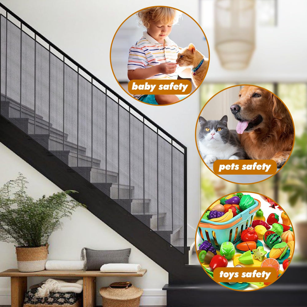 COMIKO Banister Guard versatile-spaces image highlights use in hallways, cribs, decks and outdoor play.