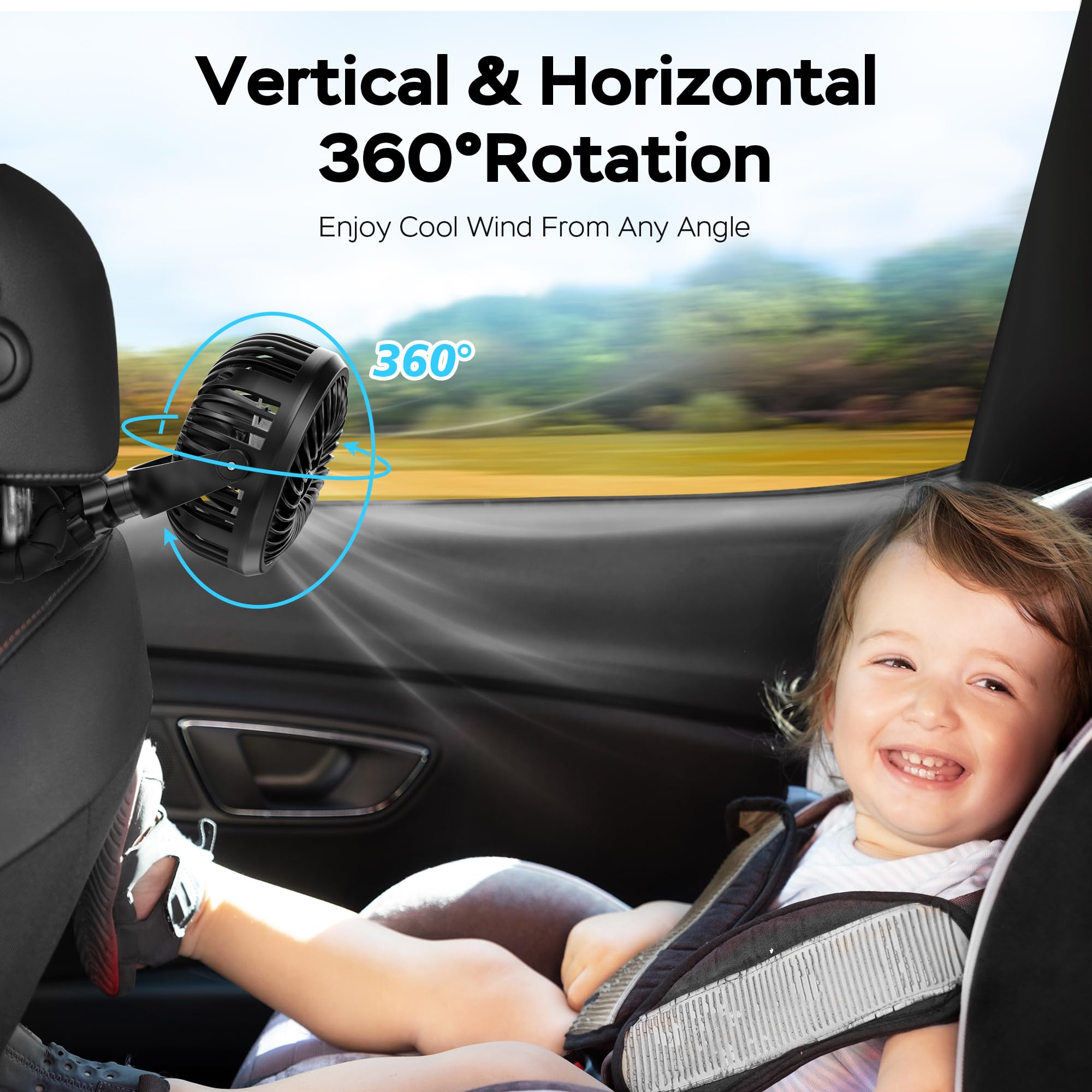 COMLIFE compact portable fan fits stroller and car seat