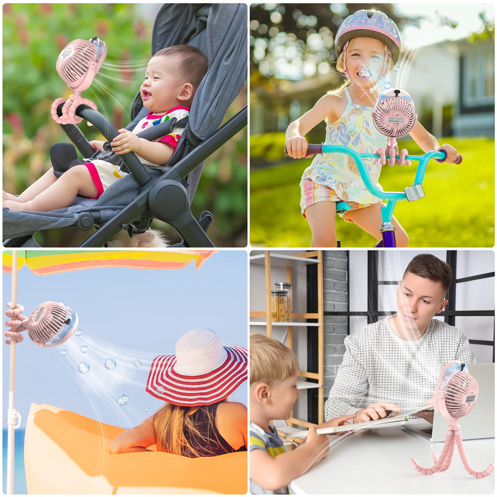 COMLIFE flexible tripod clip attaches to strollers or cribs for steady airflow.