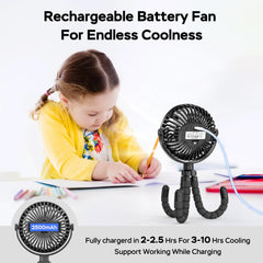 COMLIFE flexible tripod clip-on fan secures hands-free use