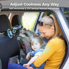 COMLIFE stroller fan with 360° rotation and 270° tilt for precise airflow.