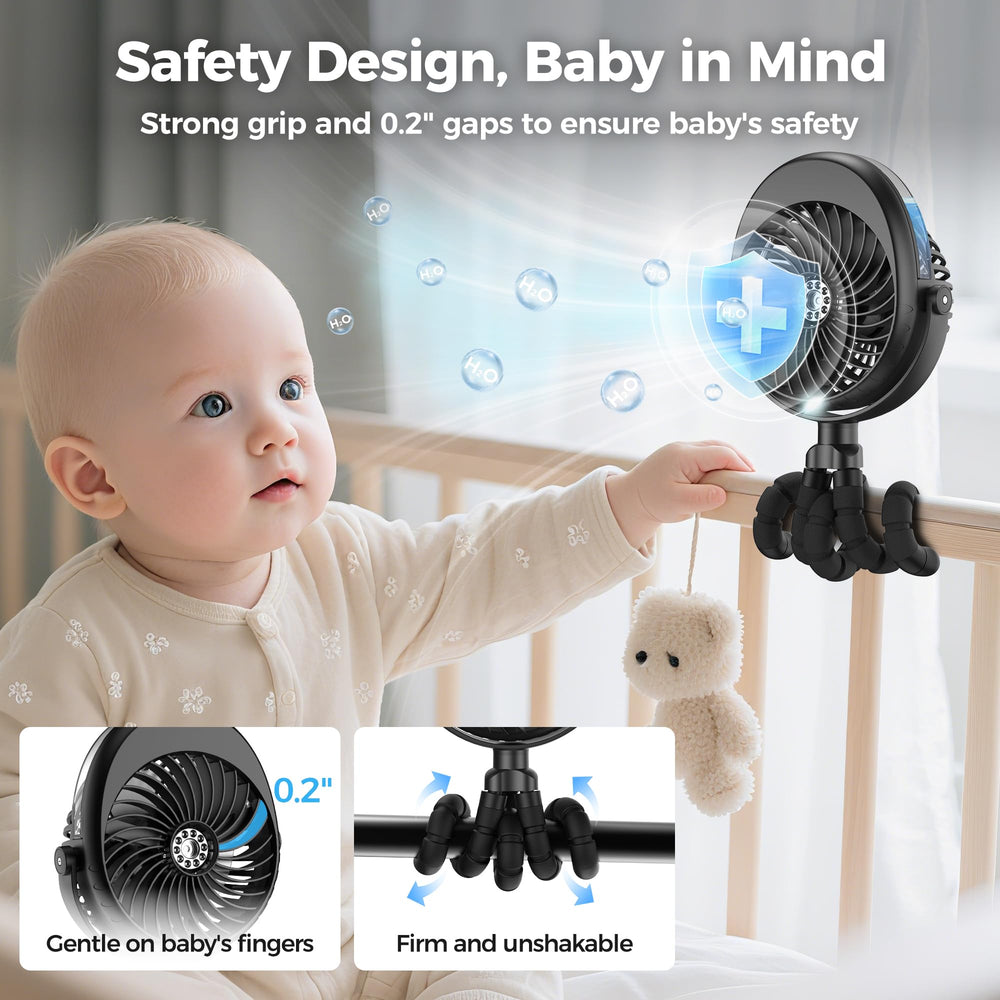 COMLIFE flexible tripod clip-on design attaches to strollers or car seats.