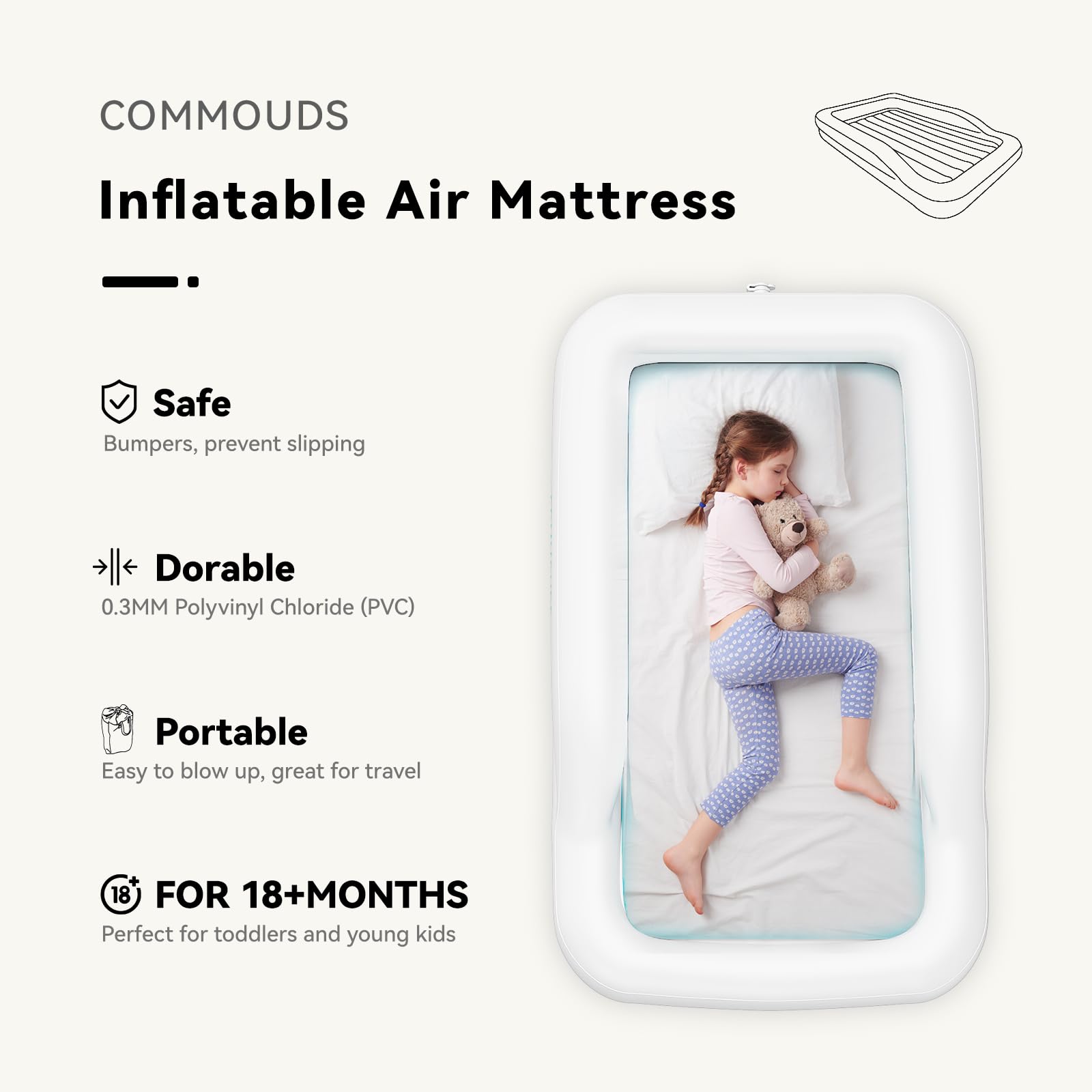 COMMOUDS electric pump speeds up inflating for quick setups.