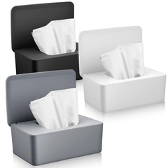 COMNICO baby wipes dispenser black front view for easy refill