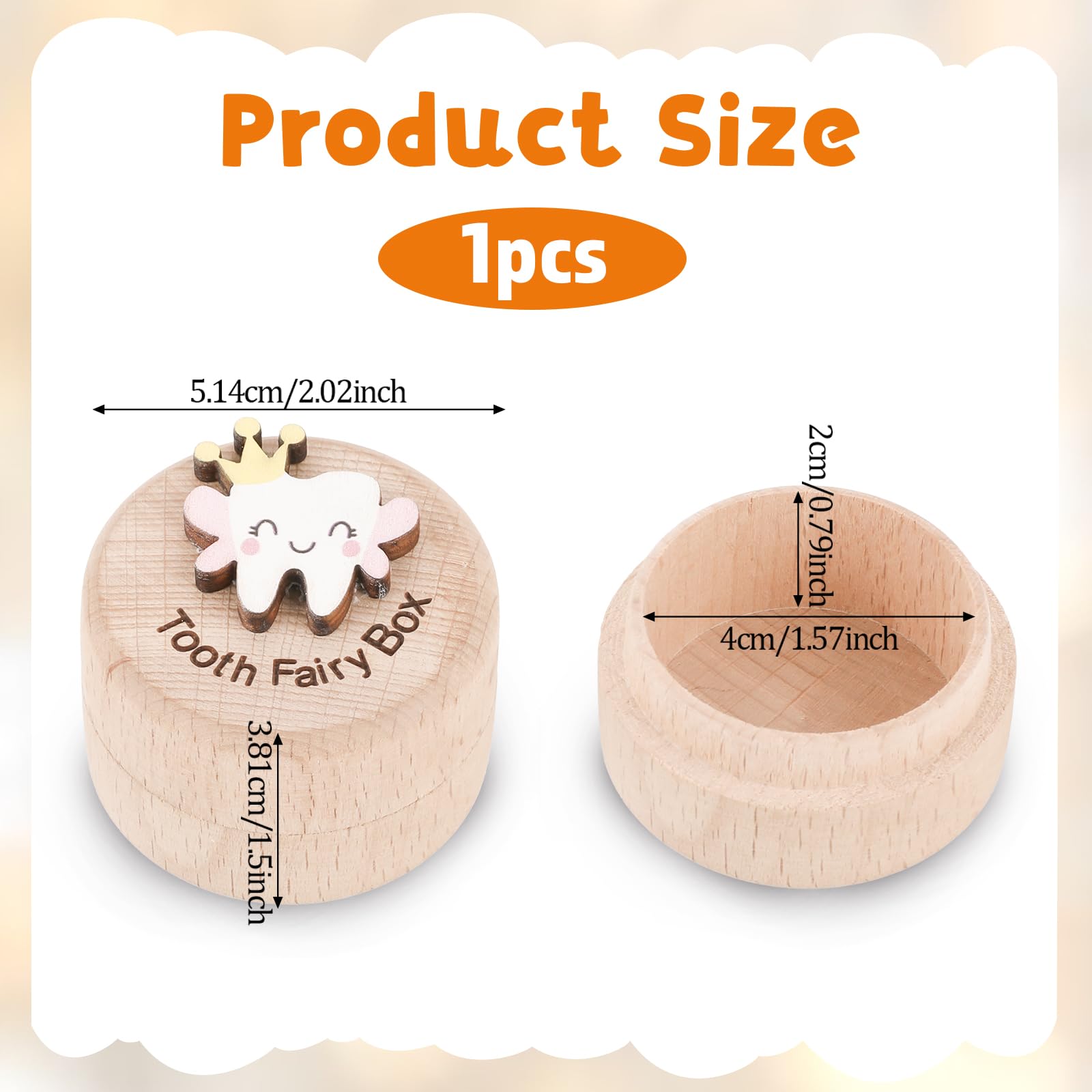 COMNICO Tooth Fairy Box wood grain detail for long-lasting storage of kids' teeth memories.