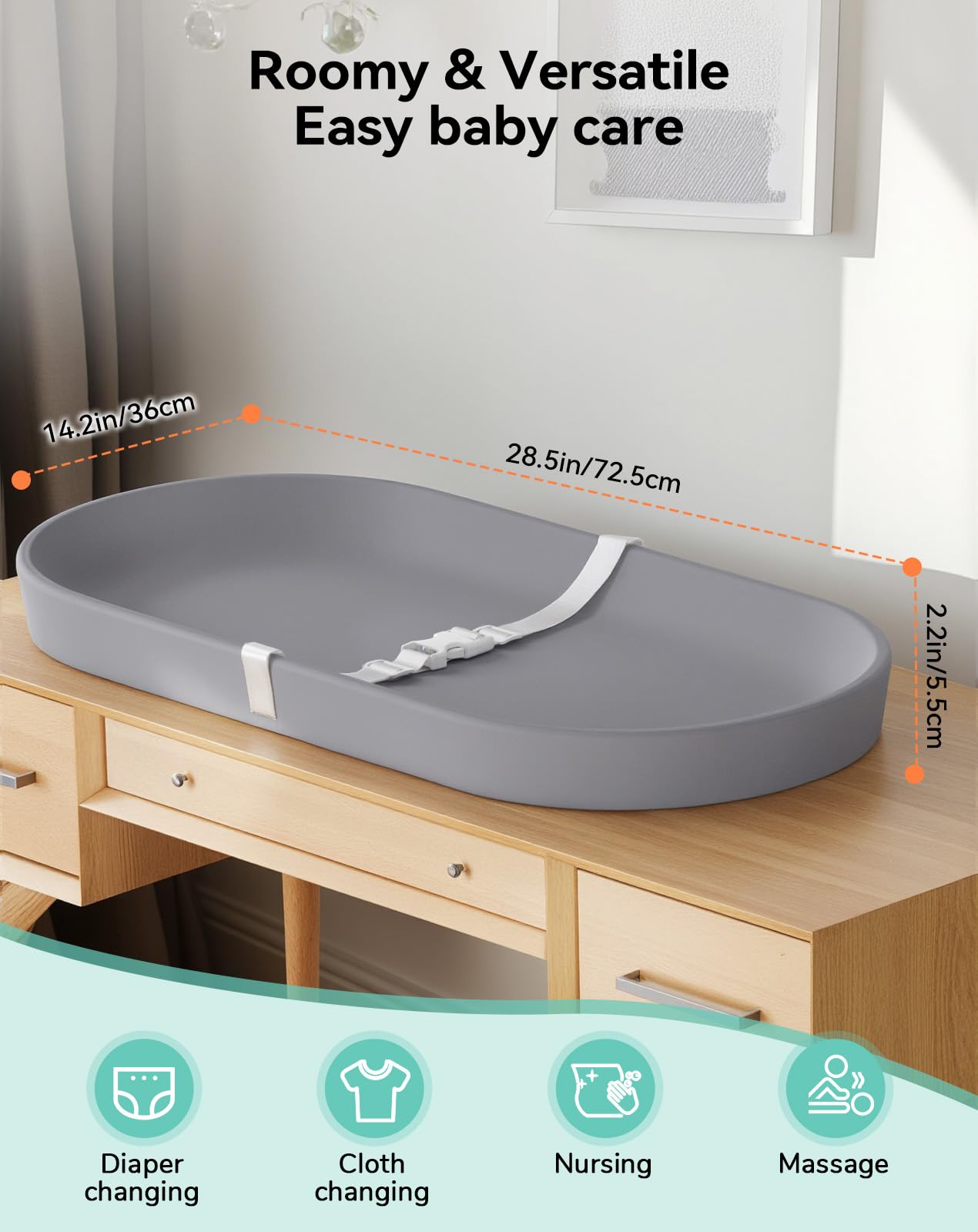 COMOMY changing pad dimensions offer ample space for baby and essentials