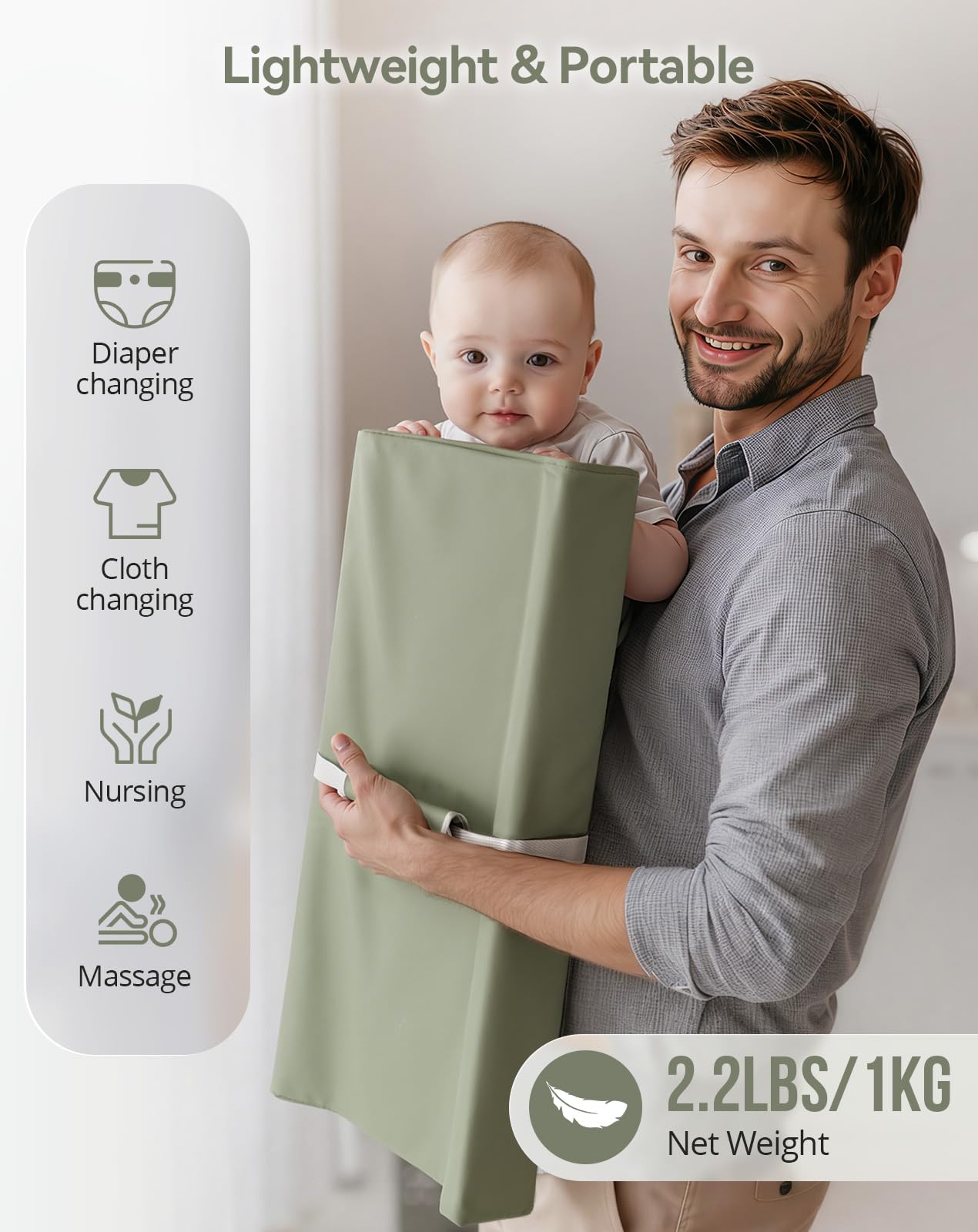 COMOMY green vegan leather outer provides soft, skin-friendly touch