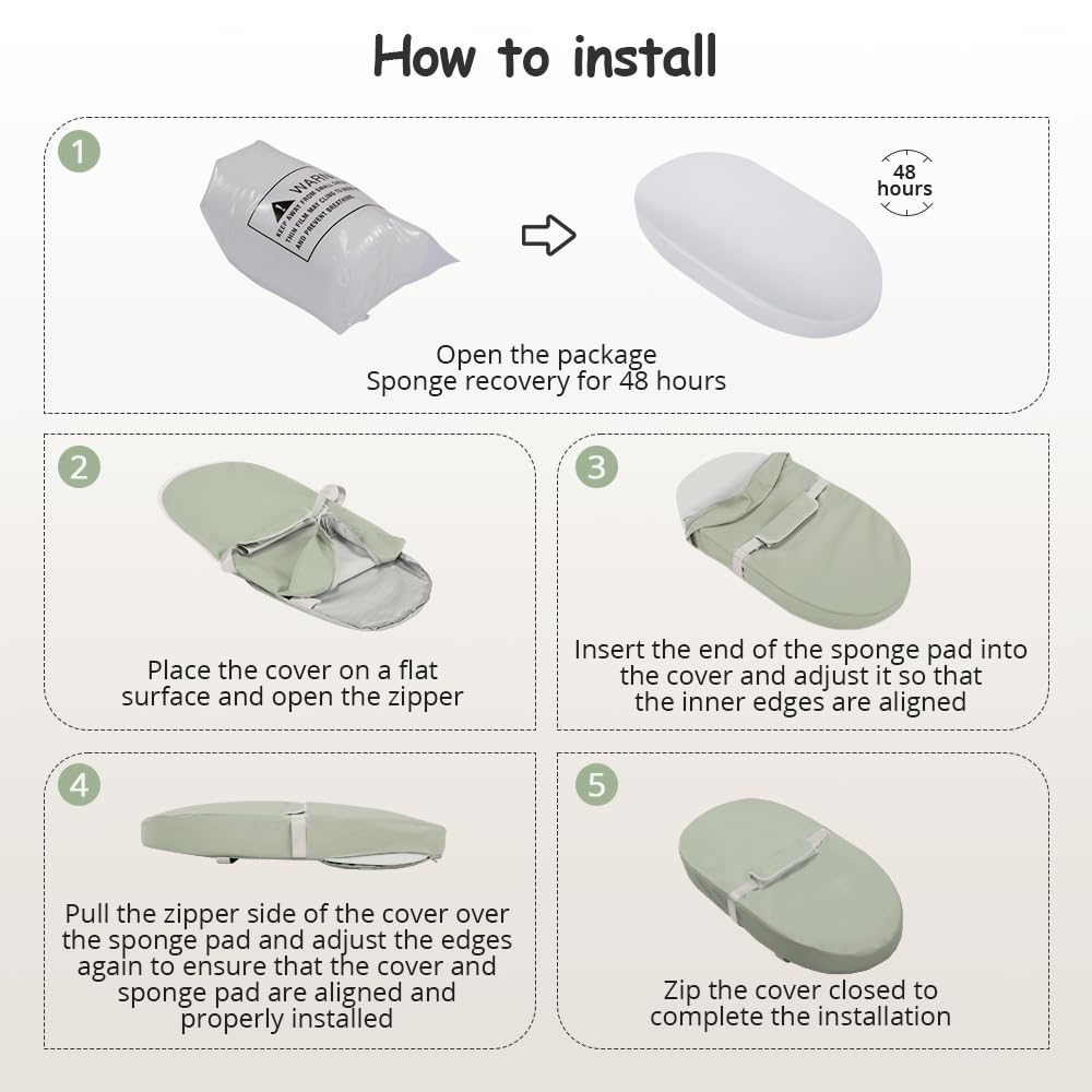 COMOMY large foam cushion supports comfortable diaper changes