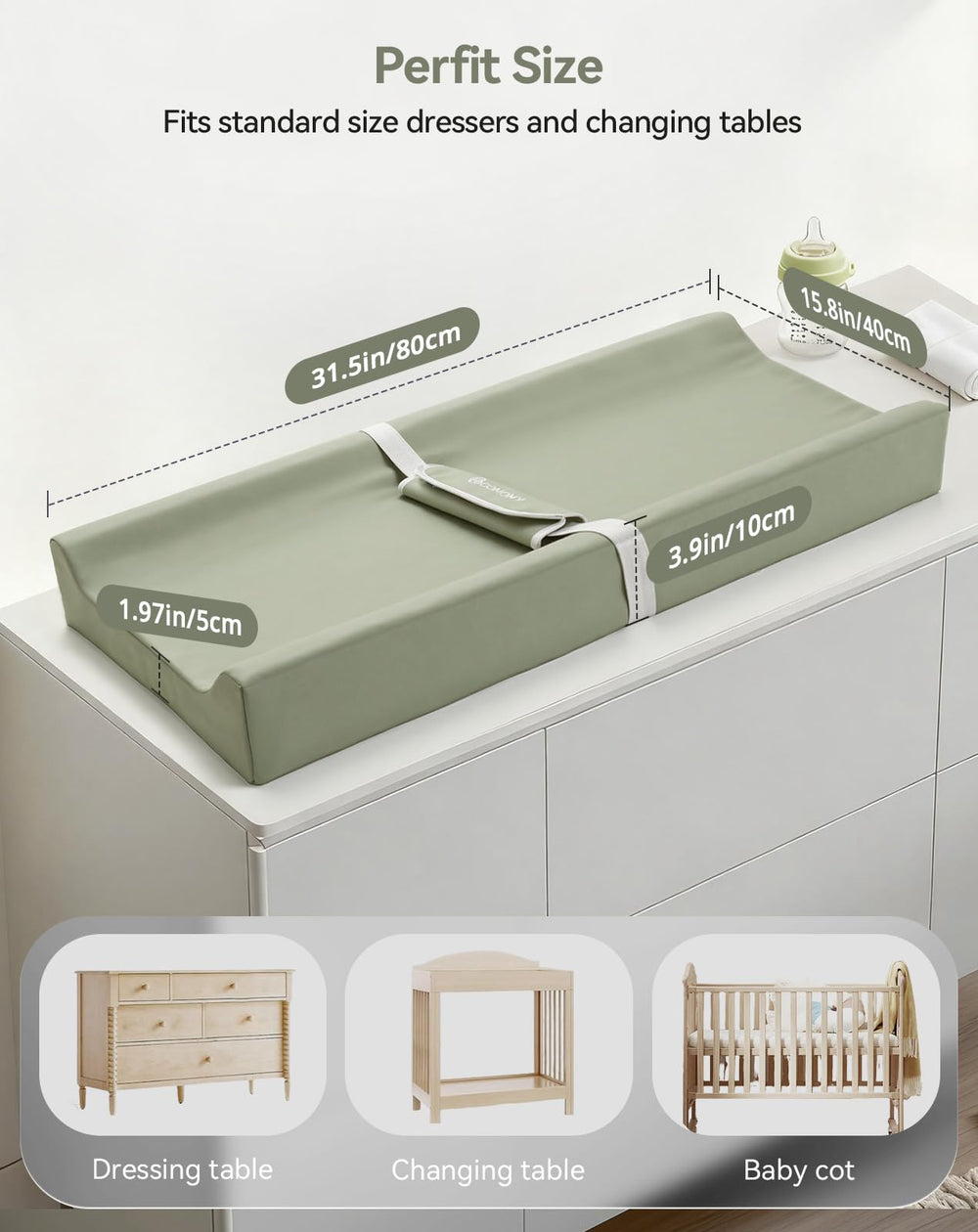COMOMY large cushioned foam offers gentle comfort during diapering