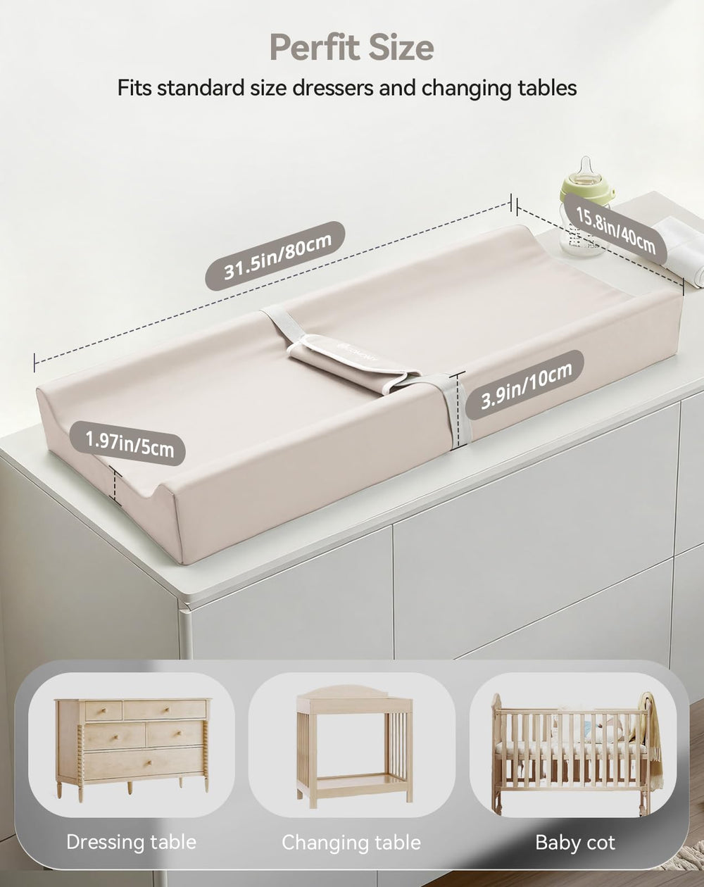 COMOMY pad is lightweight and portable for room-to-room diaper changes