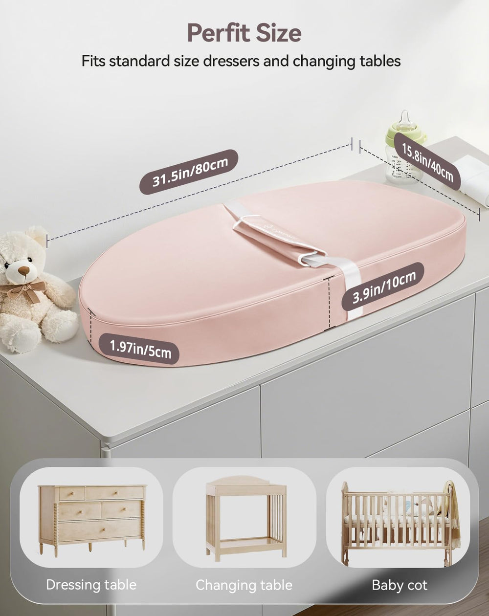 COMOMY baby changing pad safety belt ensures secure positioning