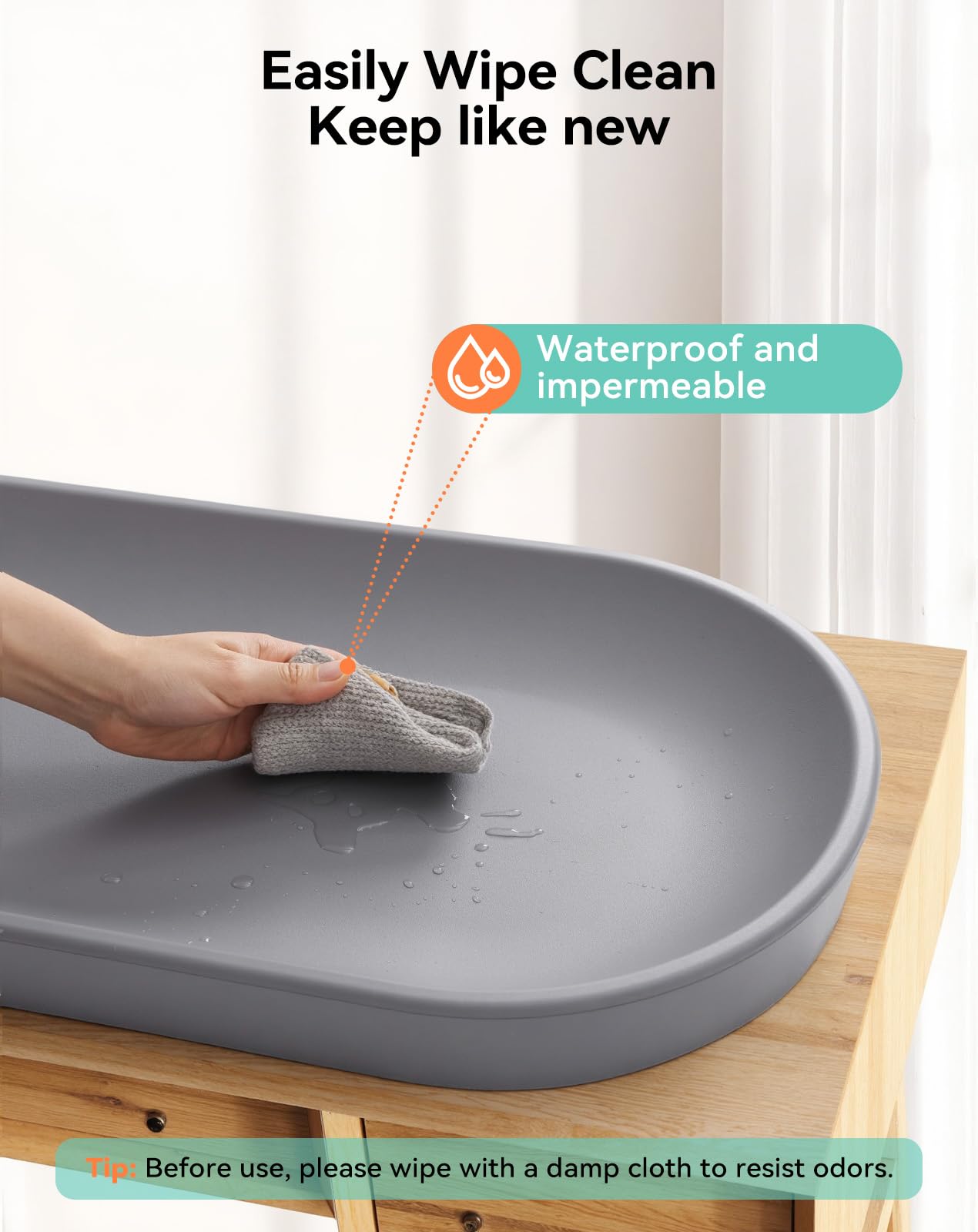 COMOMY waterproof changing pad resists stains for easy maintenance