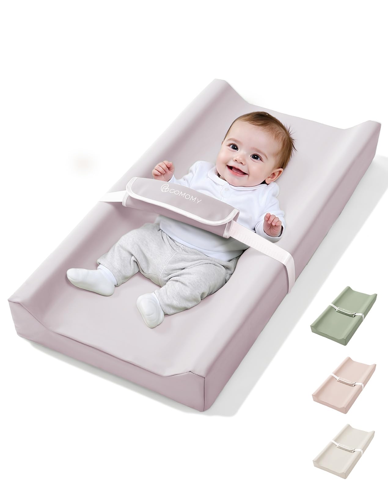 COMOMY baby changing pad with wipeable PU cover for quick cleanup
