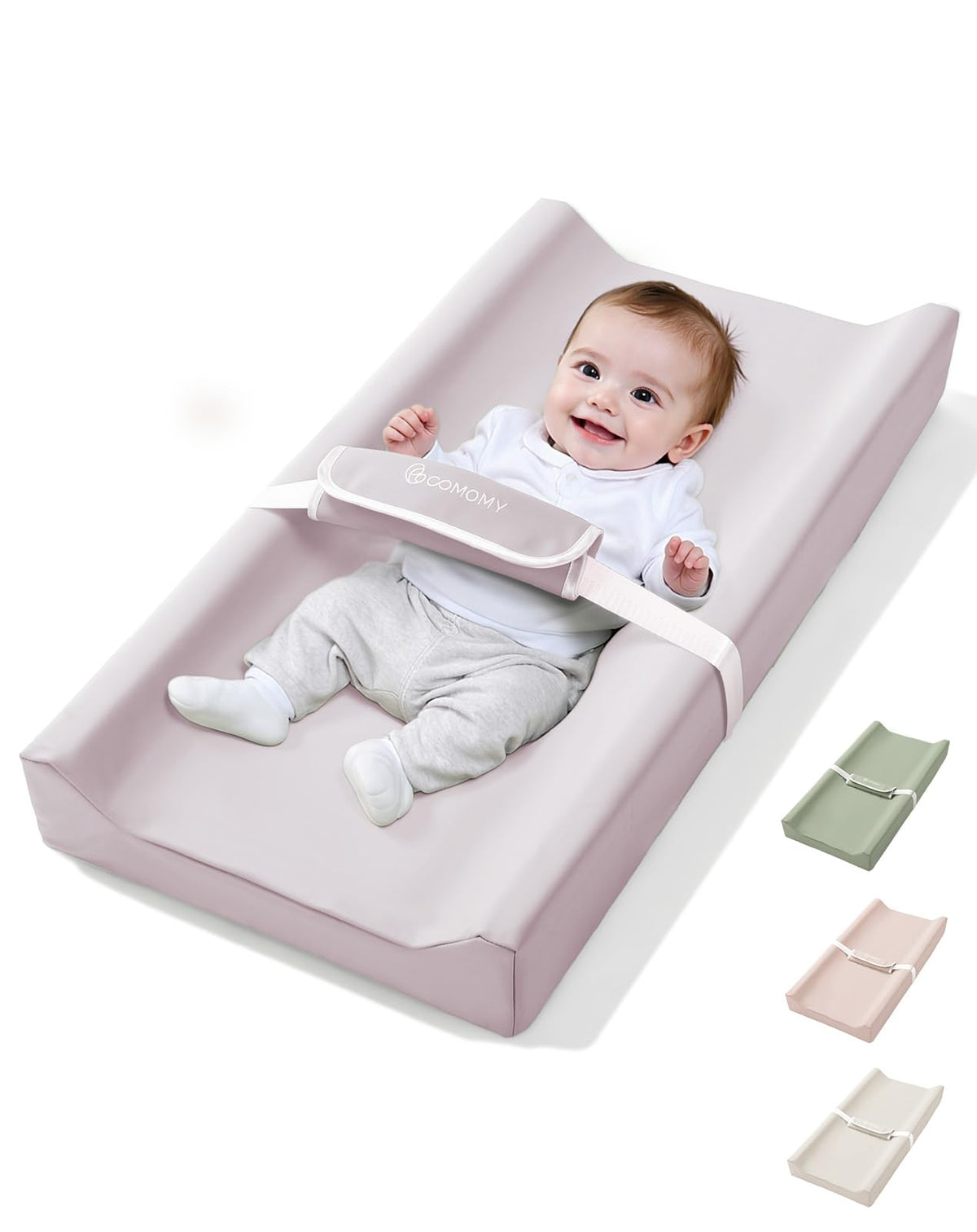 COMOMY baby changing pad with wipeable PU cover for quick cleanup