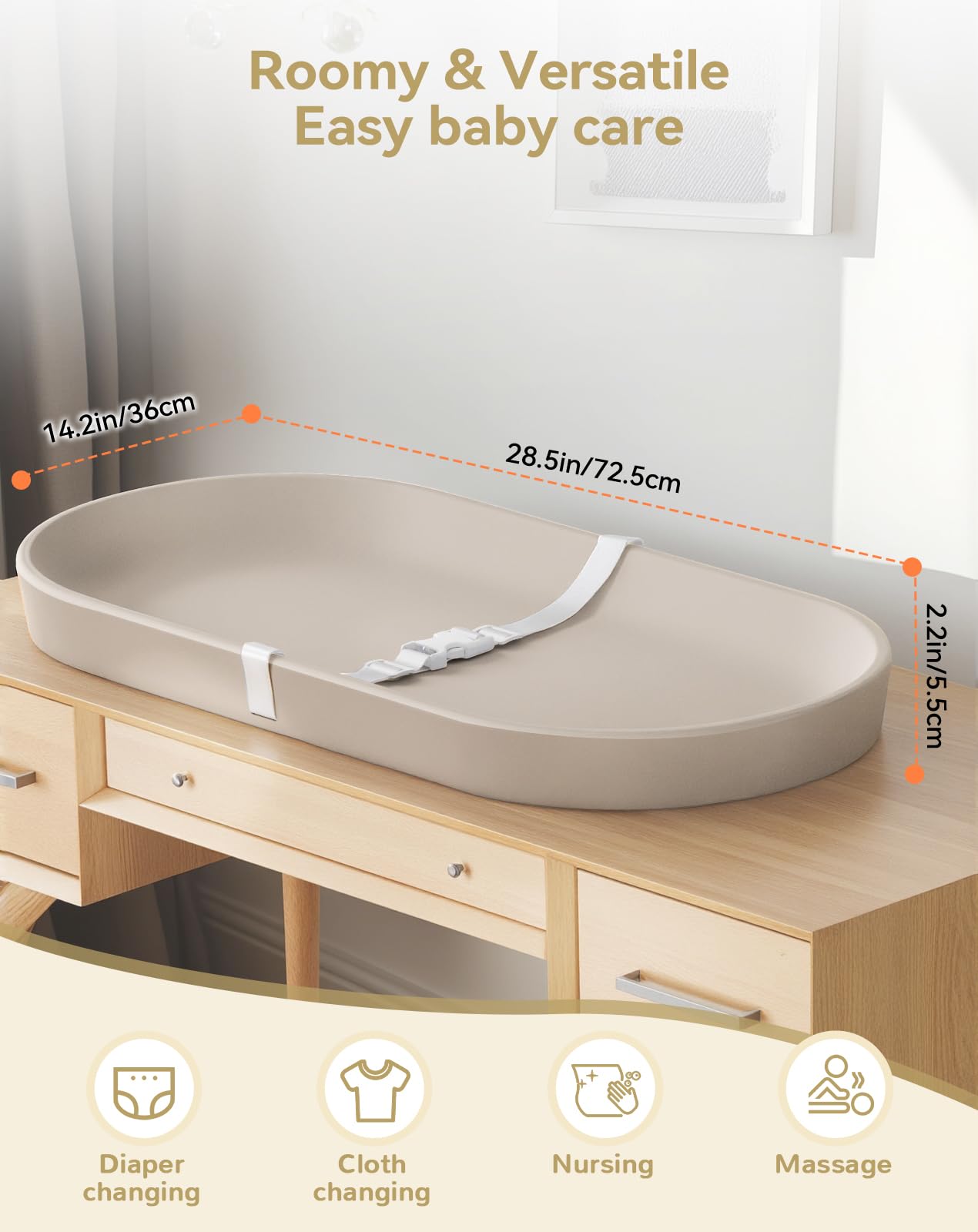 COMOMY soft surface conforms to baby for comfortable diaper changes