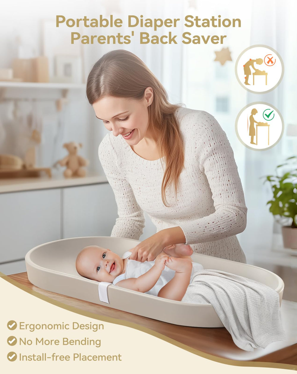 COMOMY wipeable changing pad on dresser makes cleanup simple