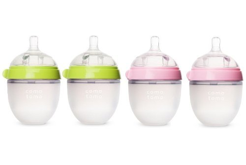 Comotomo double pack set visual—soft silicone baby bottles designed for natural-feeding comfort.