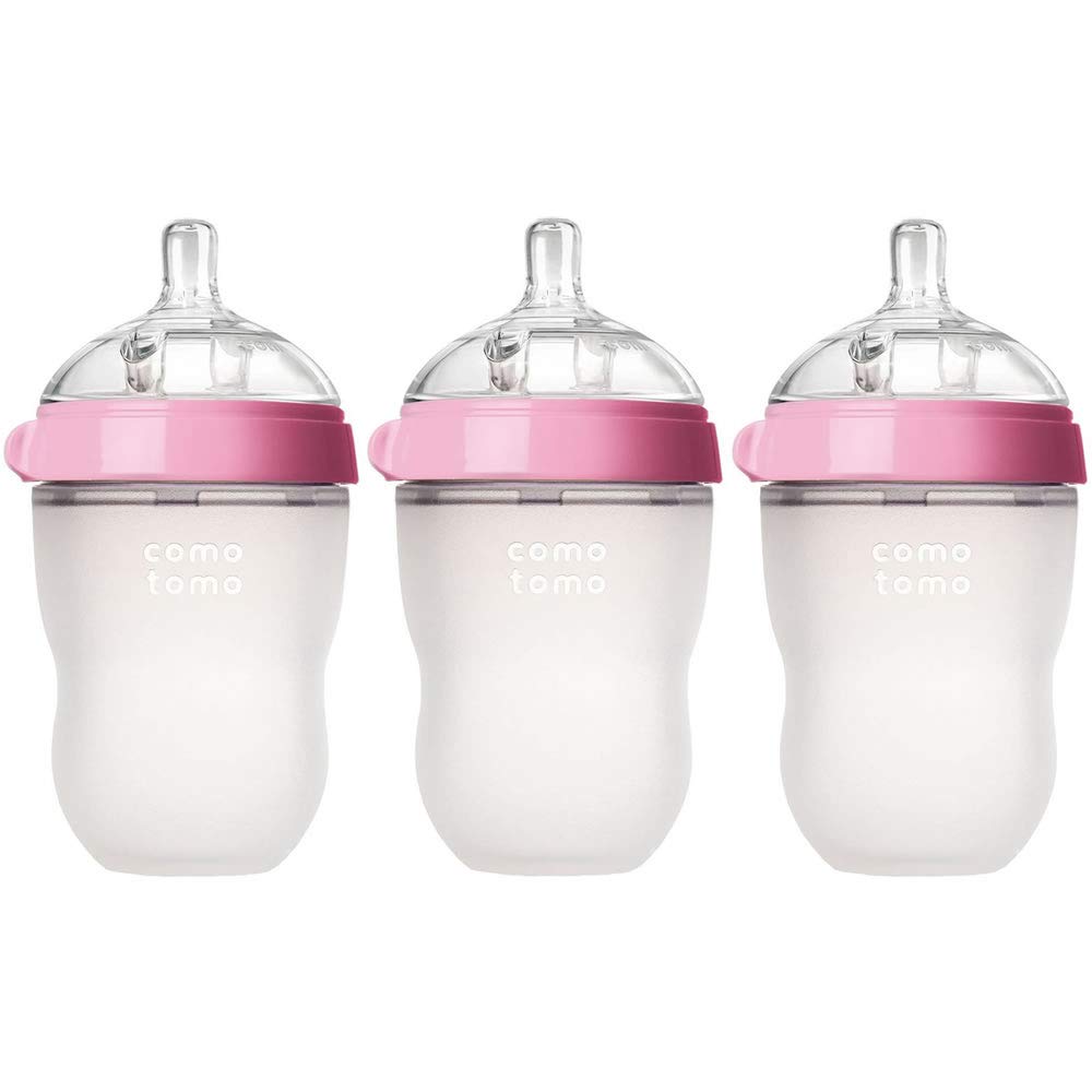 Comotomo natural feel bottle pink 8 oz pack for smoother feeding