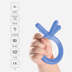 Comotomo teether blue silicone texture highlights safe, durable material