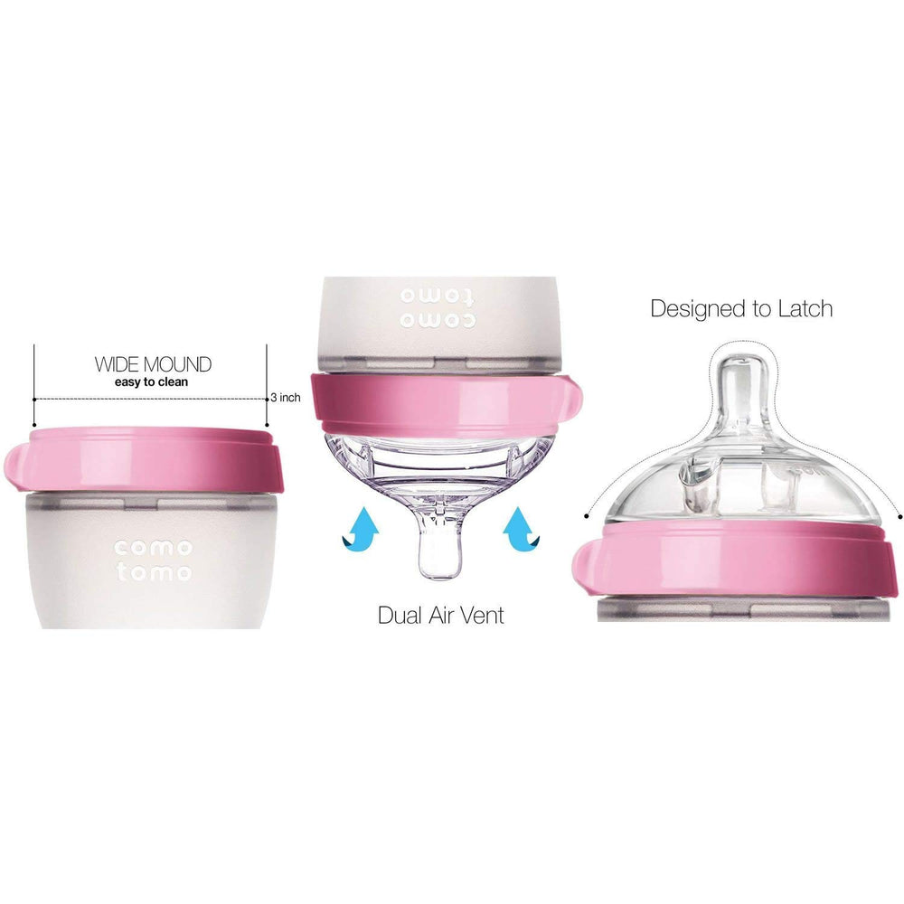 Comotomo ultra-wide neck bottle enabling easy hand cleaning and thorough washing