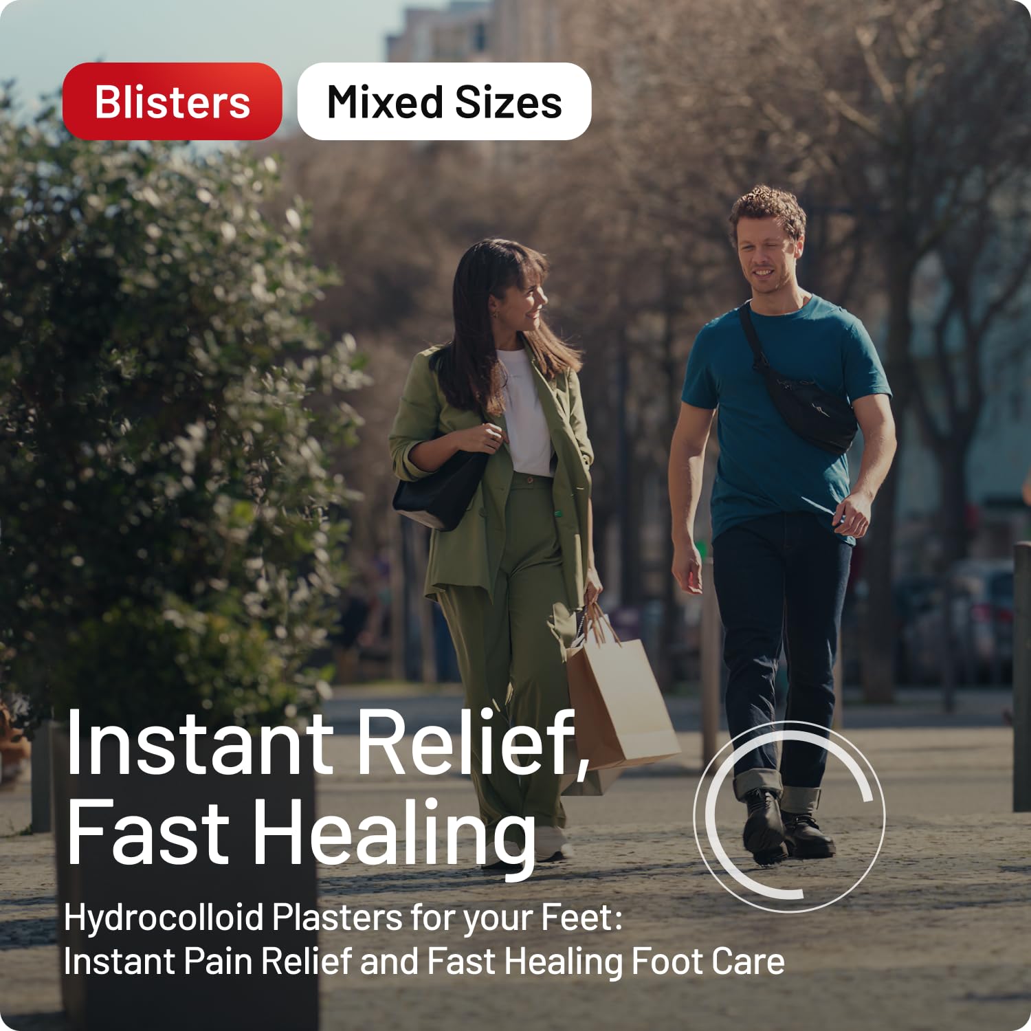 Compeed blister mixed pack AW17 white back view; packaging protects the hydrocolloid dressings