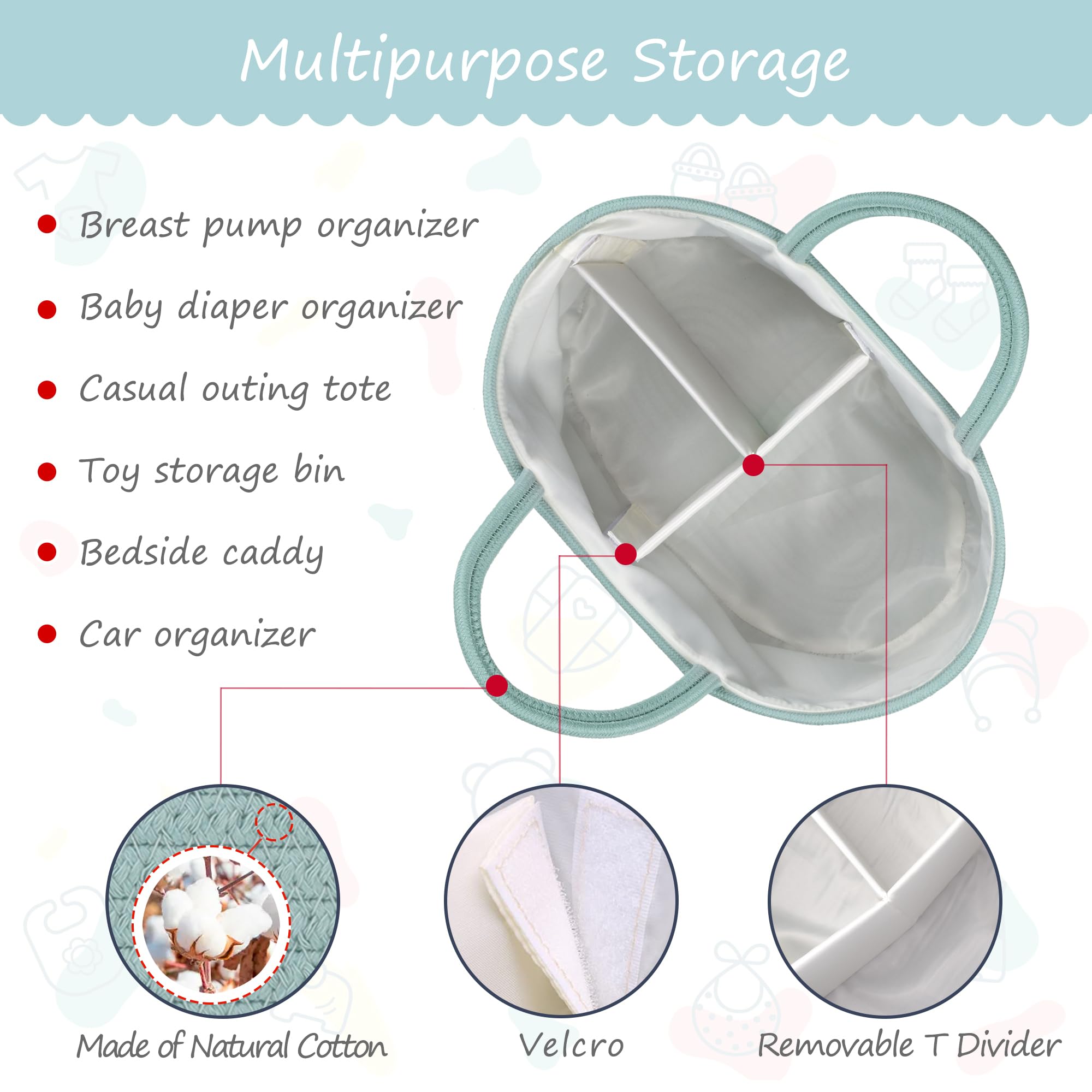 COMSE diaper caddy car travel use presents a compact, travel-ready organizer