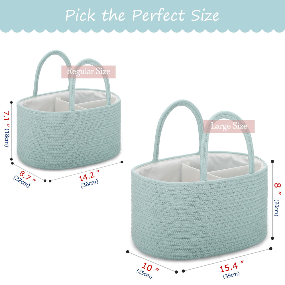 COMSE diaper caddy contents with diapers and wipes shows quick access during changes