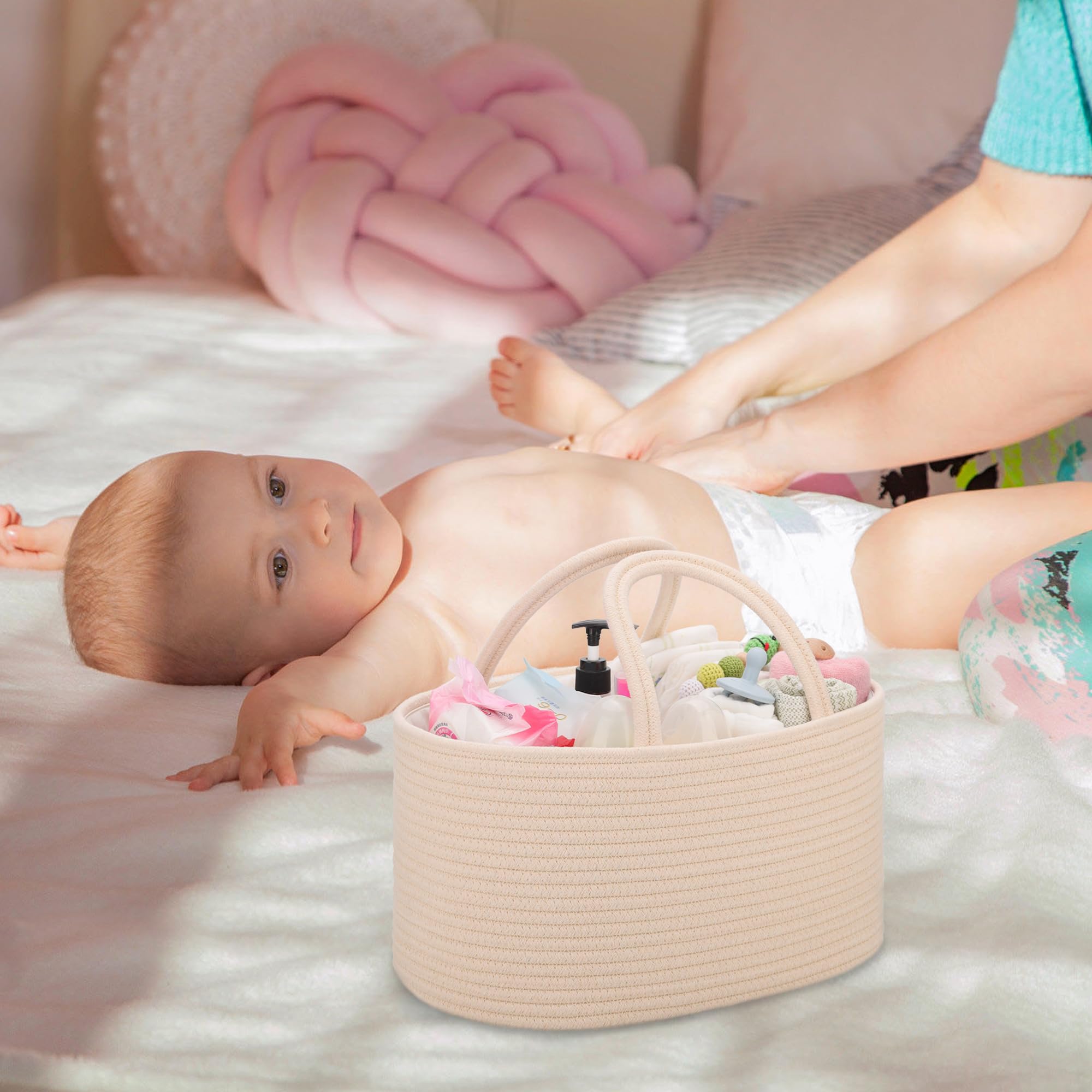COMSE nursery storage caddy multipurpose use as toy bin or hamper.
