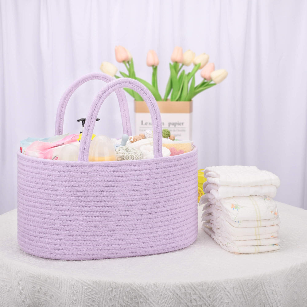 COMSE diaper caddy purple car-ready setup supports on-the-go diaper changes.