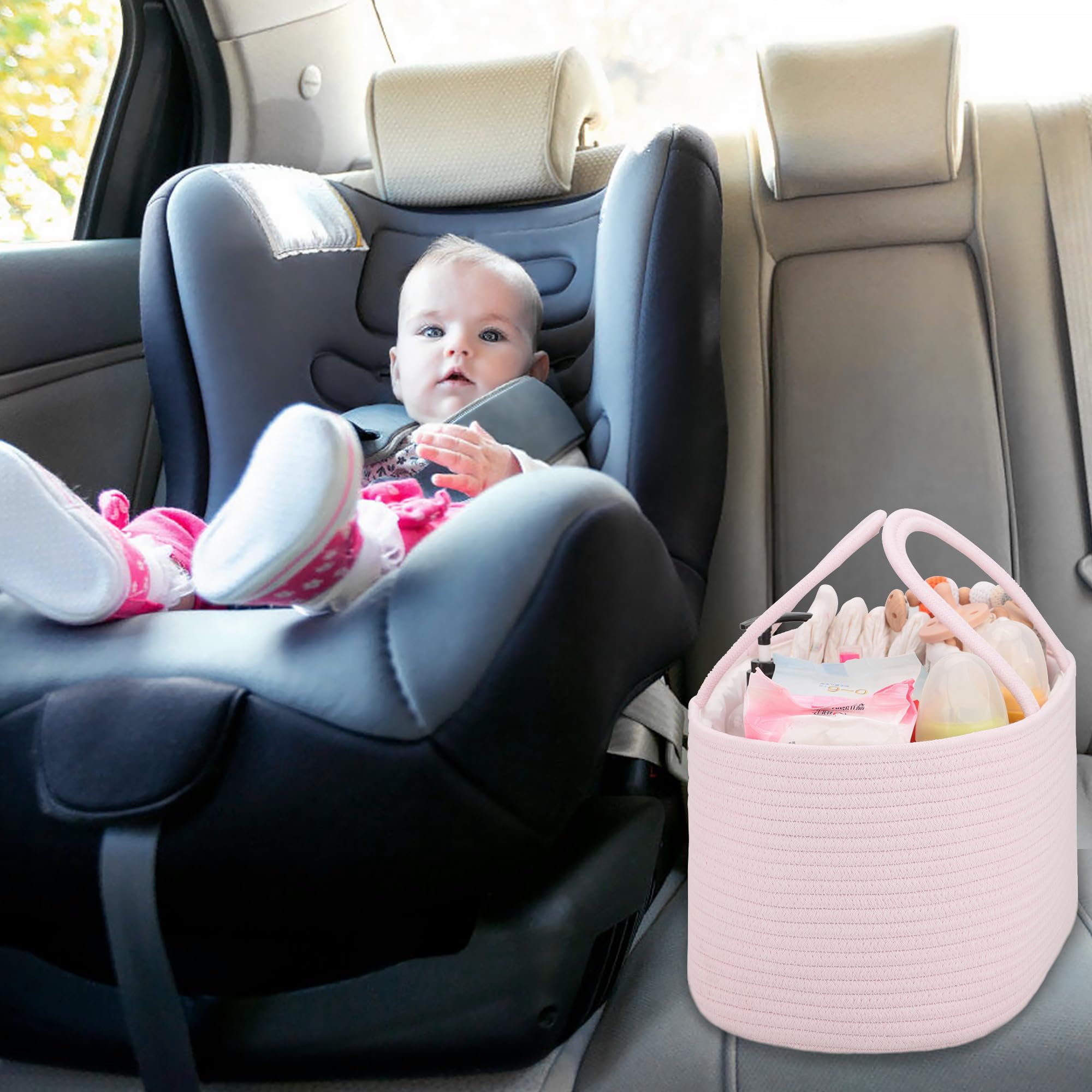 COMSE diaper caddy sturdy handles enable easy carrying between rooms