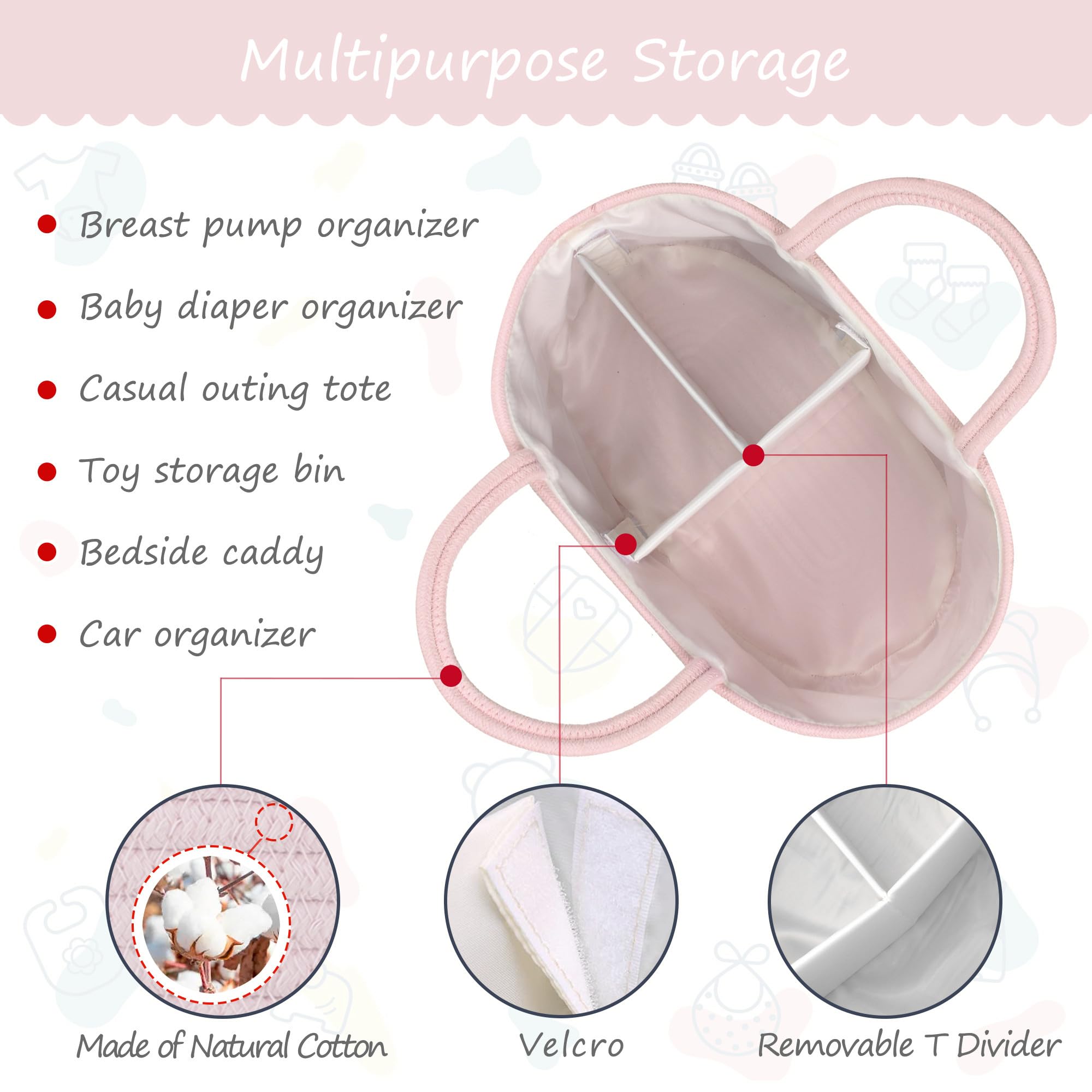COMSE diaper caddy doubles as toy storage and small necessities bin