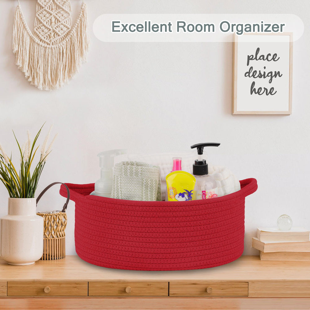 COMSE compact red basket sized 12 by 8 by 5 inches in home decor.