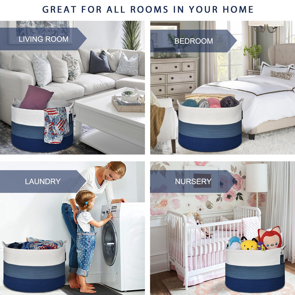 COMSE blanket basket cadet blue demonstrates stylish storage for toys.