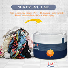 COMSE blanket basket navy blue offers versatile home storage and decor.