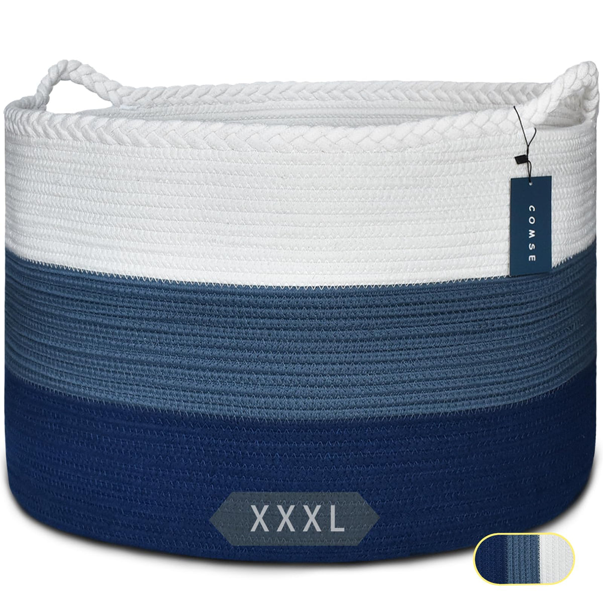 COMSE blanket basket white cotton rope for tidy nursery organization.