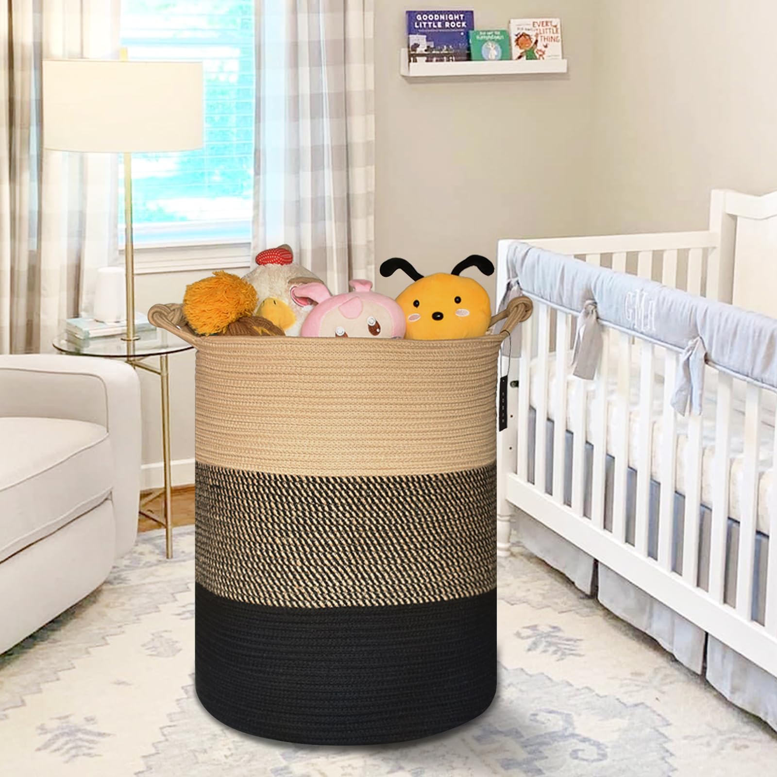 COMSE blanket basket folded-flat demonstrates compact storage when not in use.