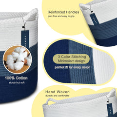 COMSE blanket basket in laundry room setup shows sturdy portable storage.