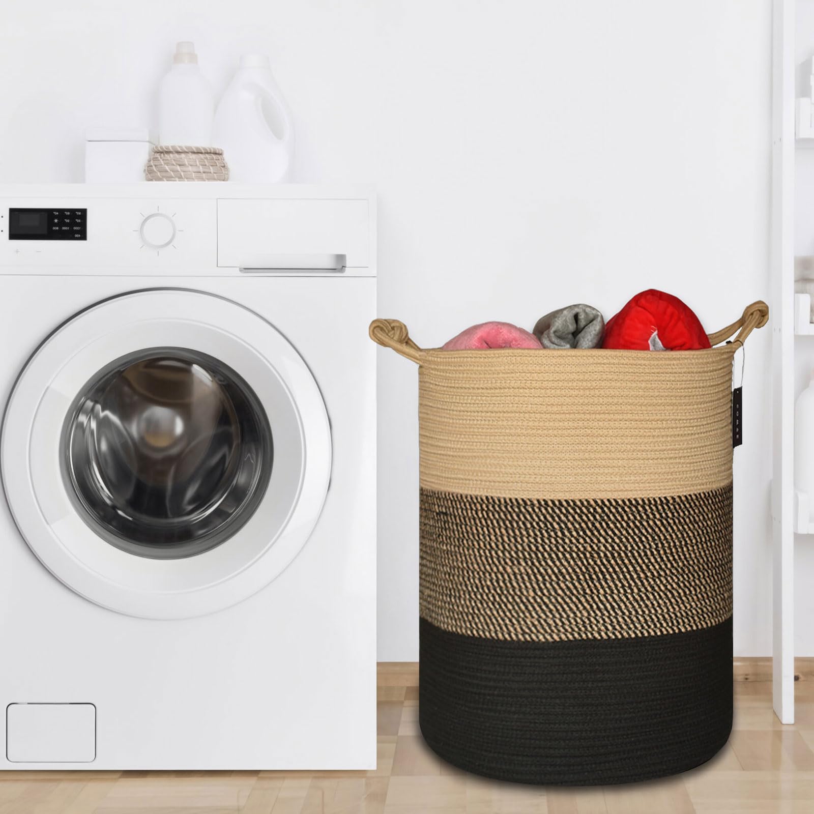 COMSE blanket basket neutral color fits modern home decor.