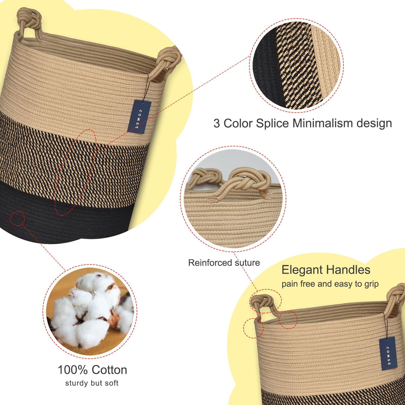 COMSE blanket basket open-top design enables easy access to stored items.