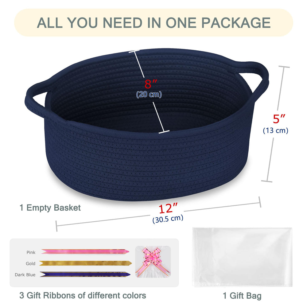COMSE cotton rope organizer basket measures 12x8x5 inches for tidy spaces