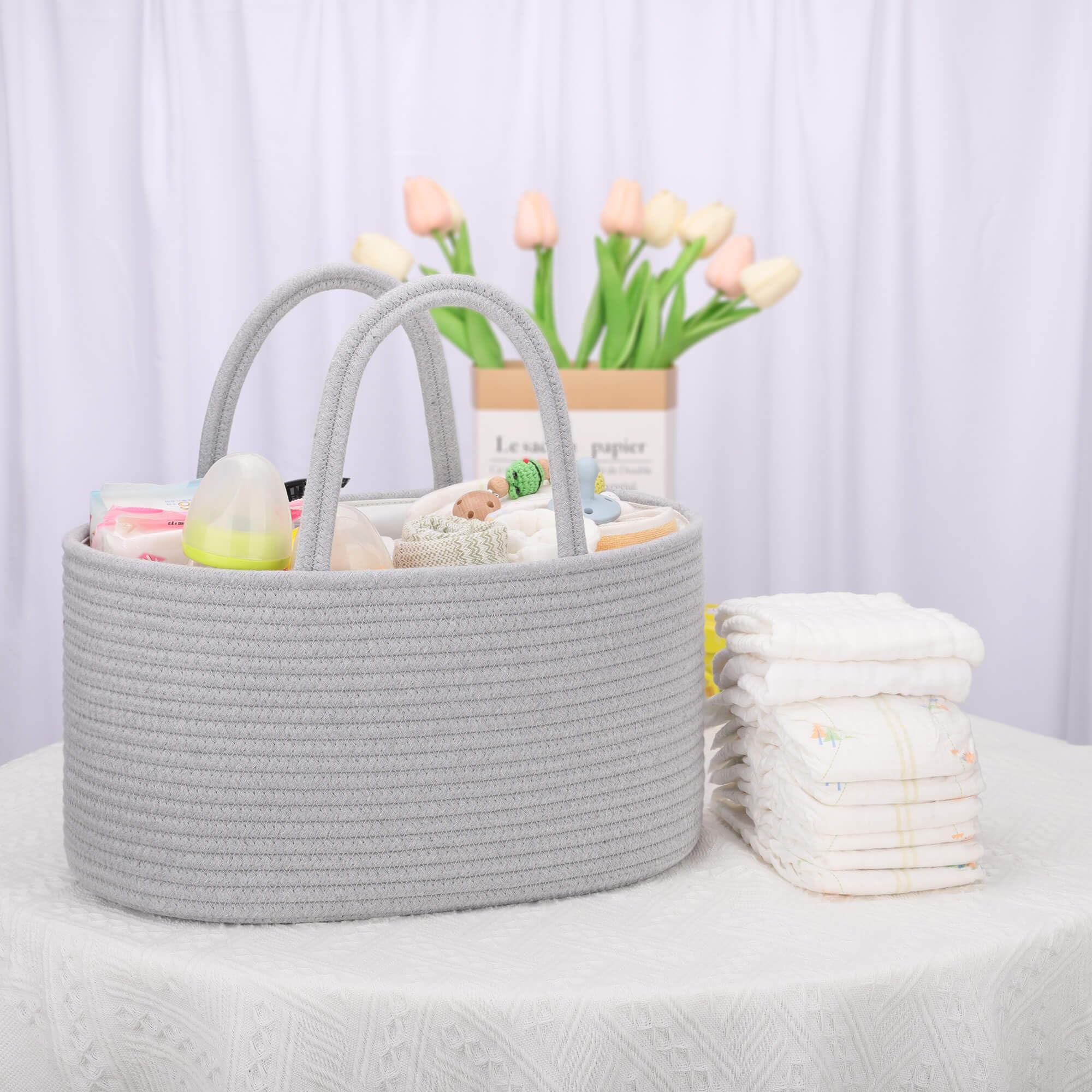 COMSE diaper caddy gift-ready for a baby shower or registry