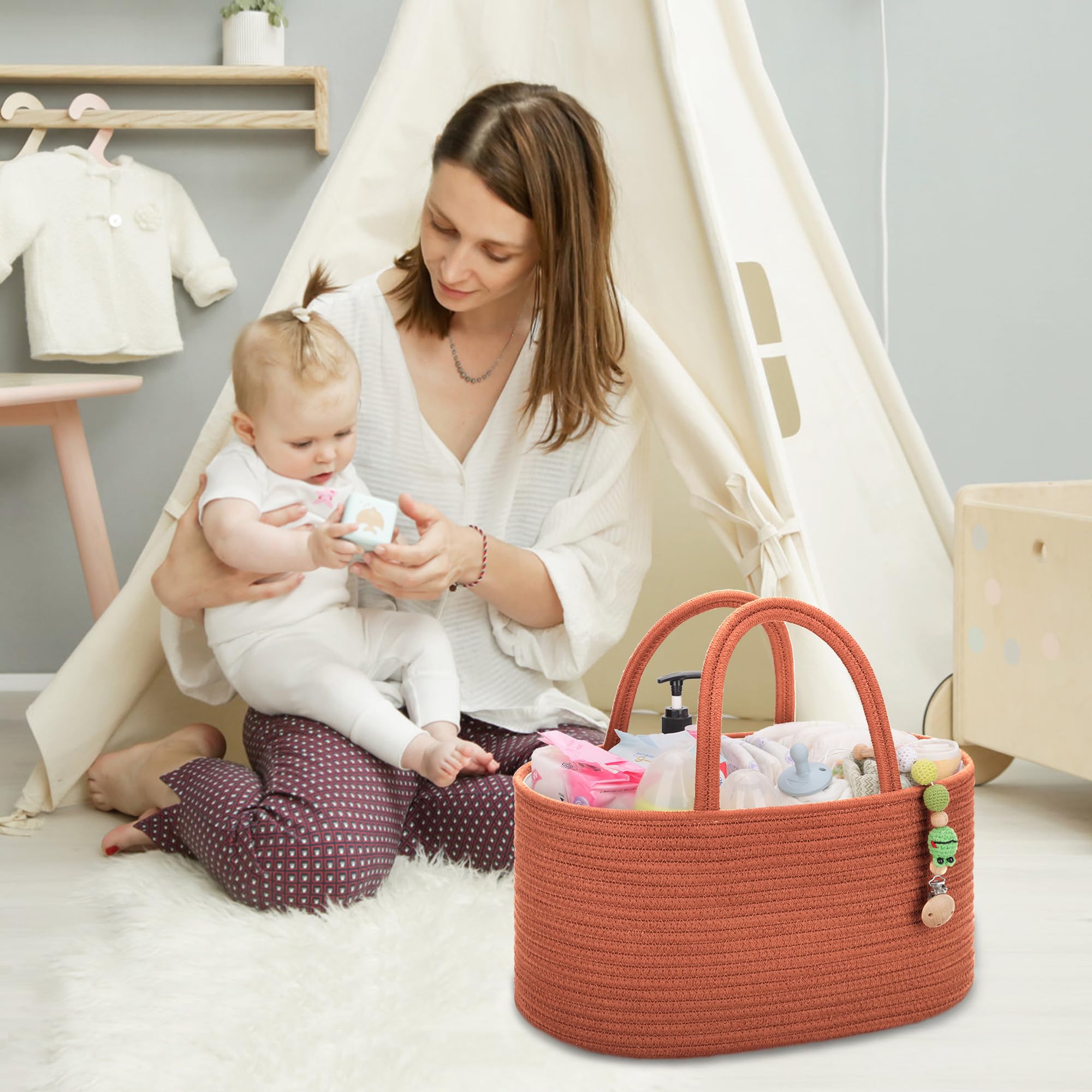 COMSE diaper caddy handles enable easy transport between rooms